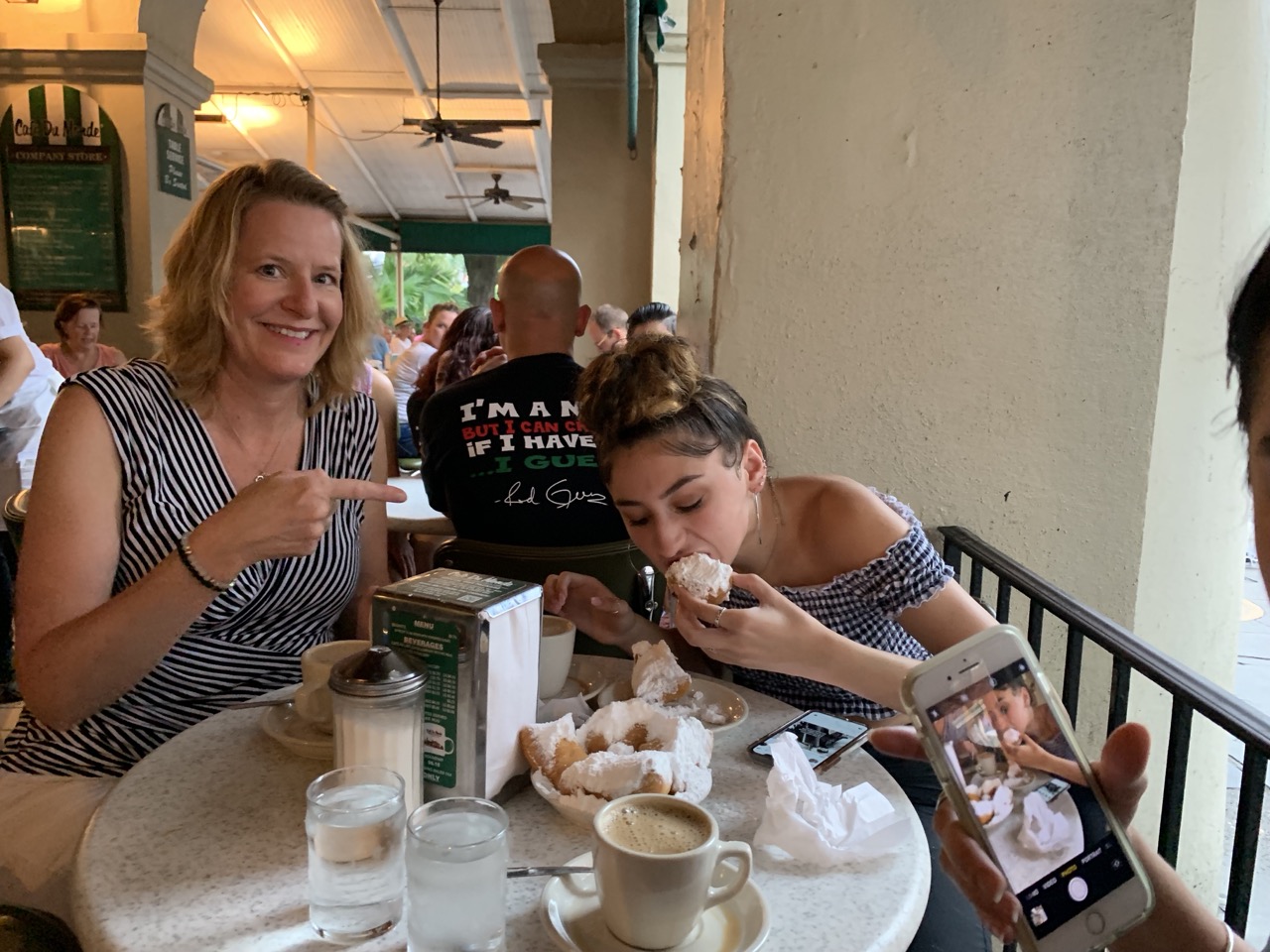 Enjoying a Cafe Du Monde Beignet