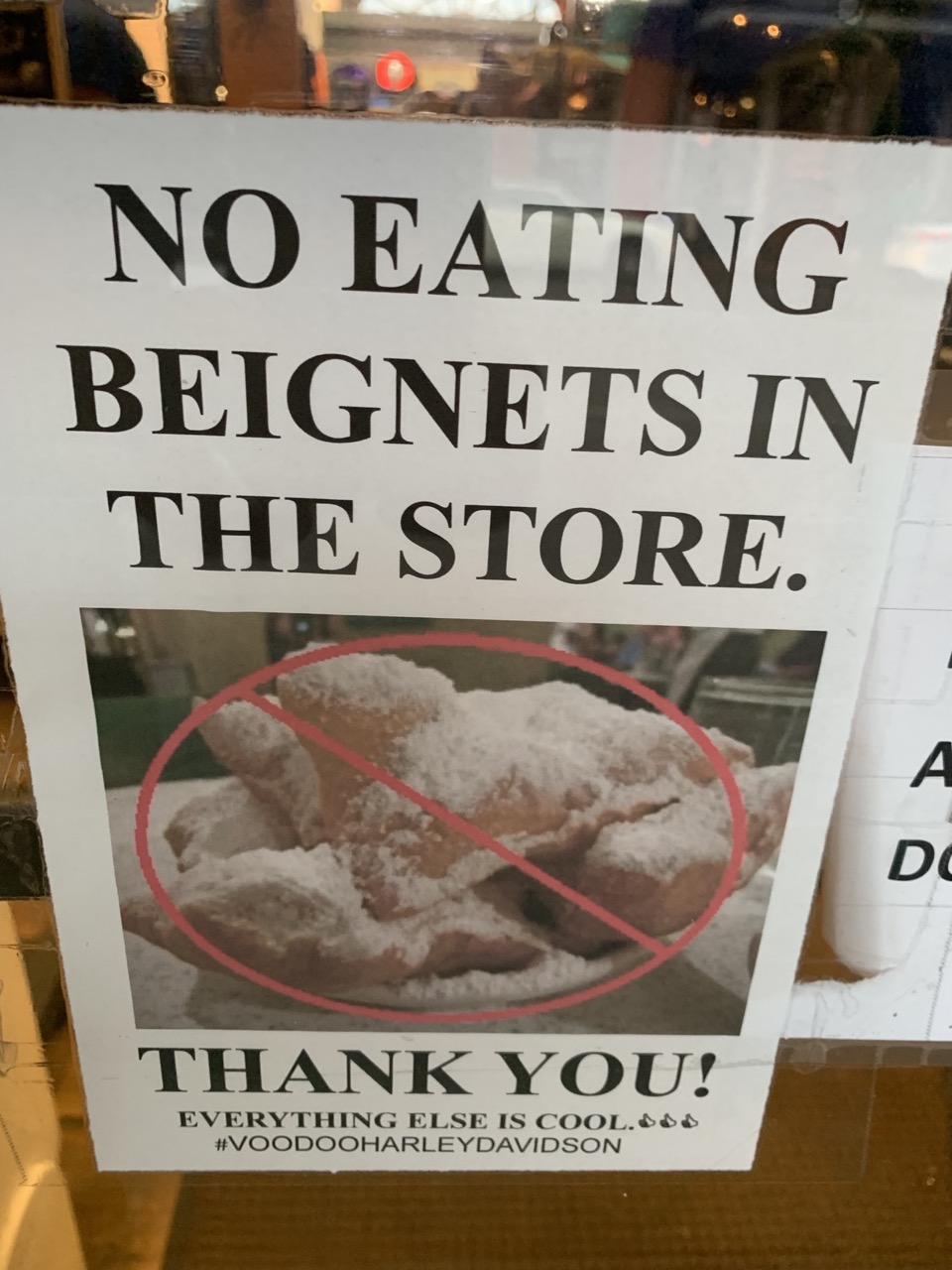 Don't eat beignets in the store!