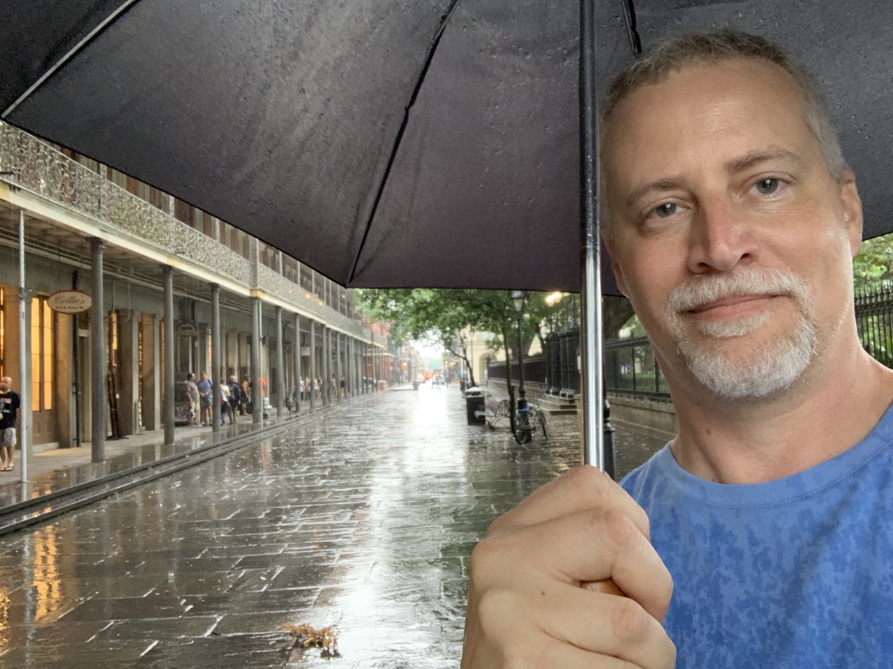 Selfie in a rainy Jackson Square