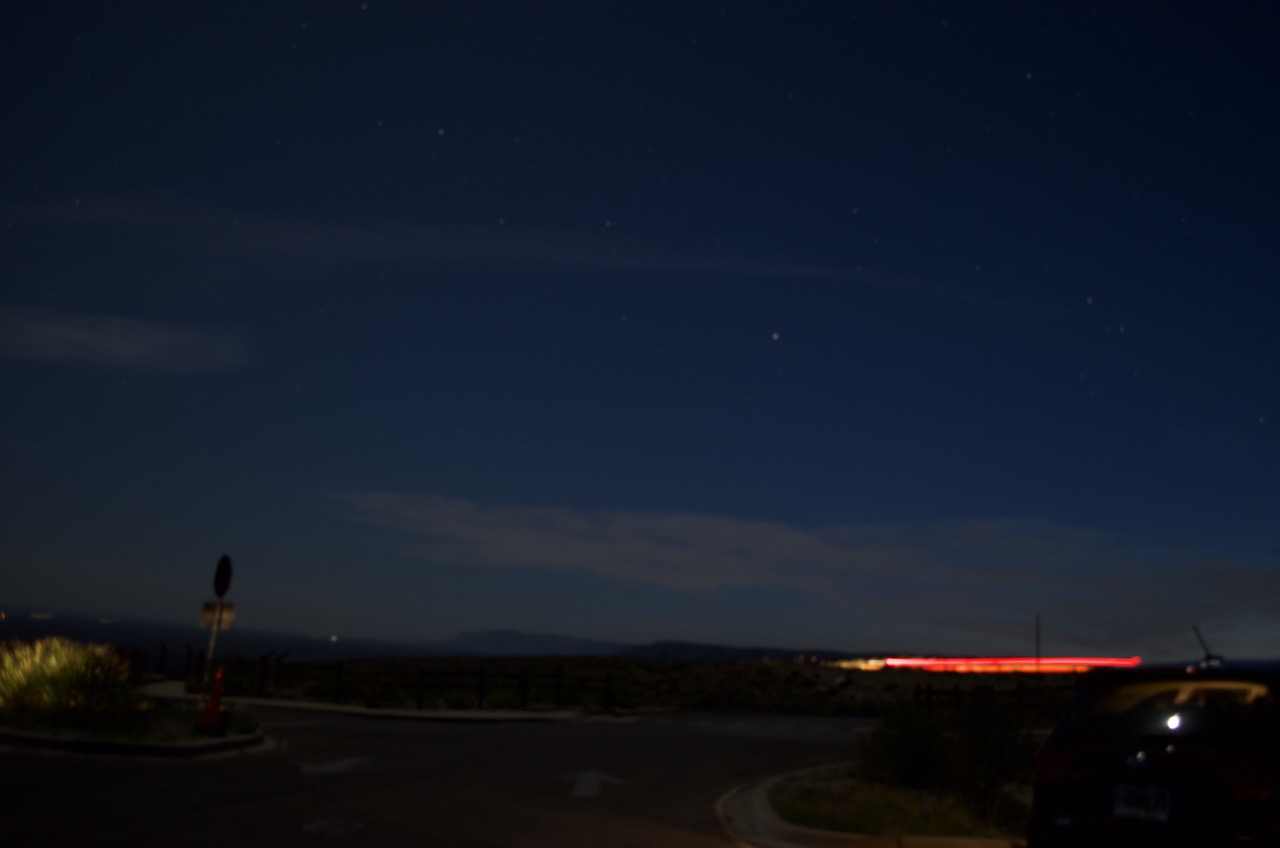 A long-exposure shot near the entrance to Carlsbad Caverns.