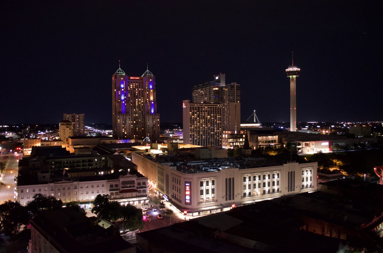 Part of Downtown San Antonio at night