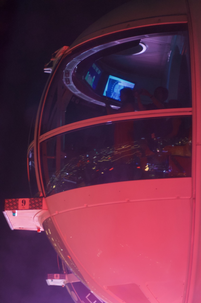 A cab in the High Roller Ferris Wheel