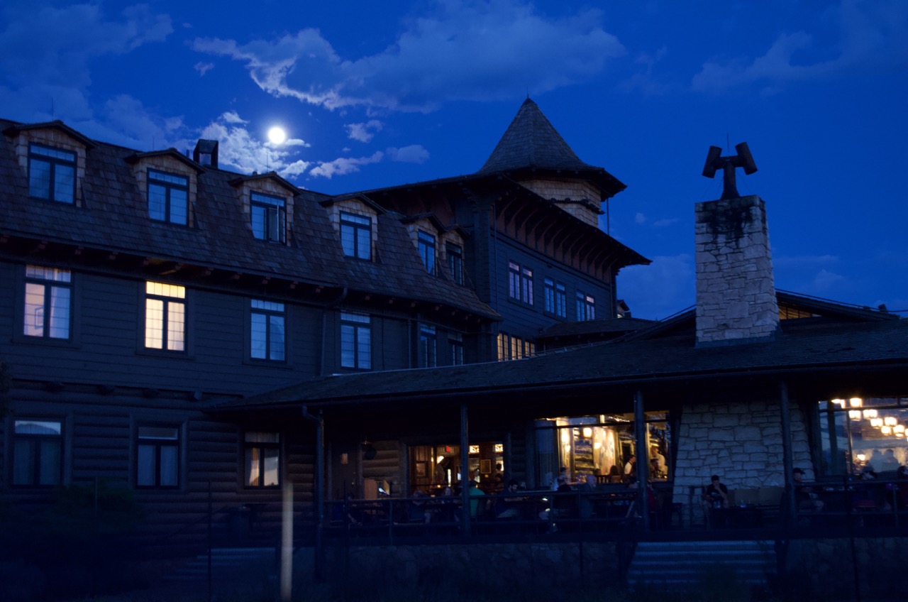 Some of the Grand Canyon Village at twilight.