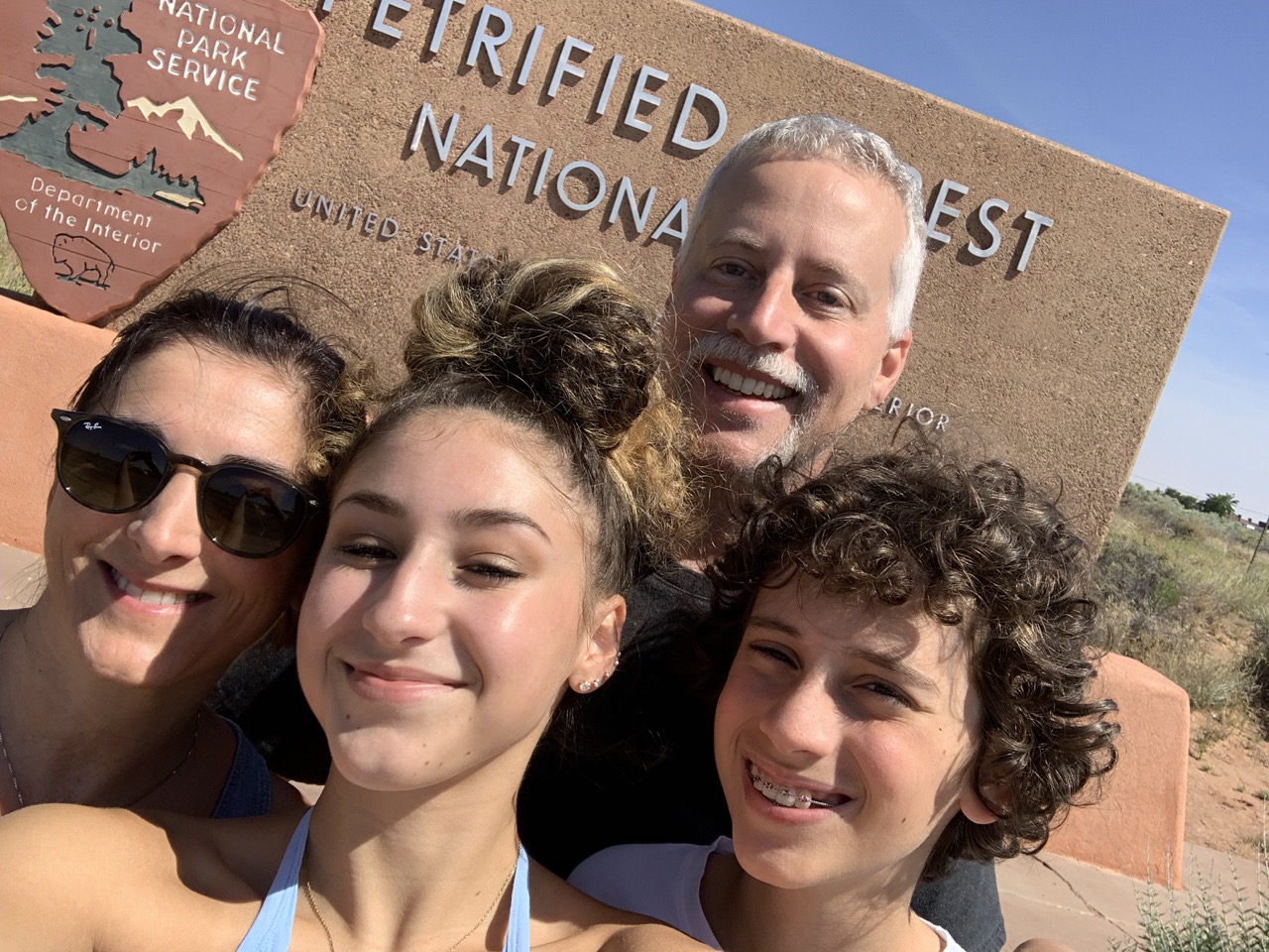 Seflie at the entrance to Petrified Forest National Park