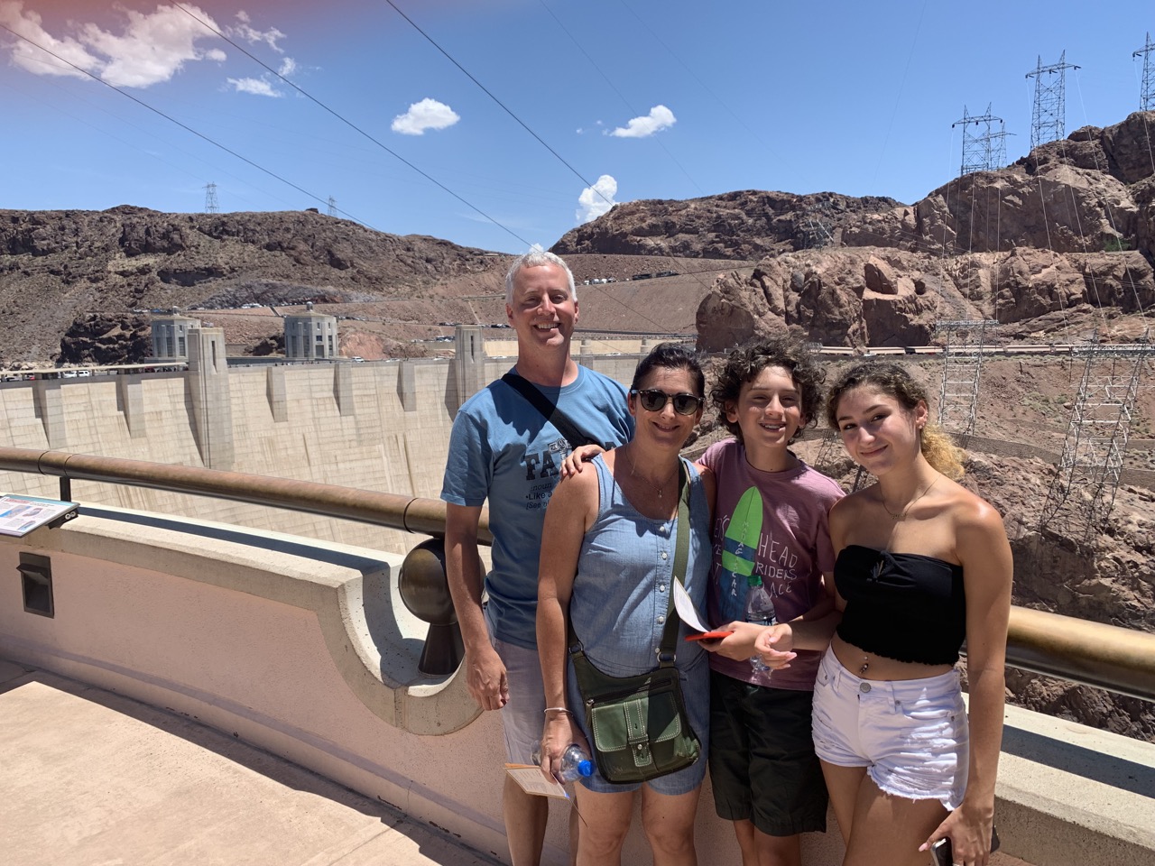 Family in front of Hoover Dam.