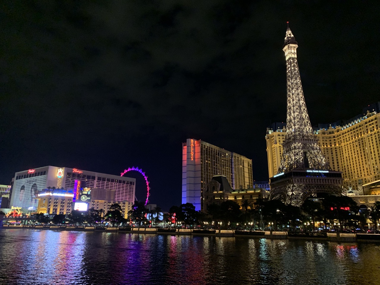 View of the Las Vegas Strip at night from Bellagio.