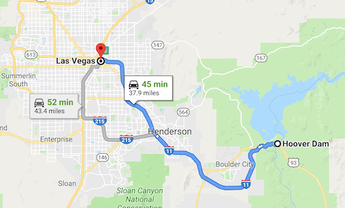 Map Hoover Dam to Vegas