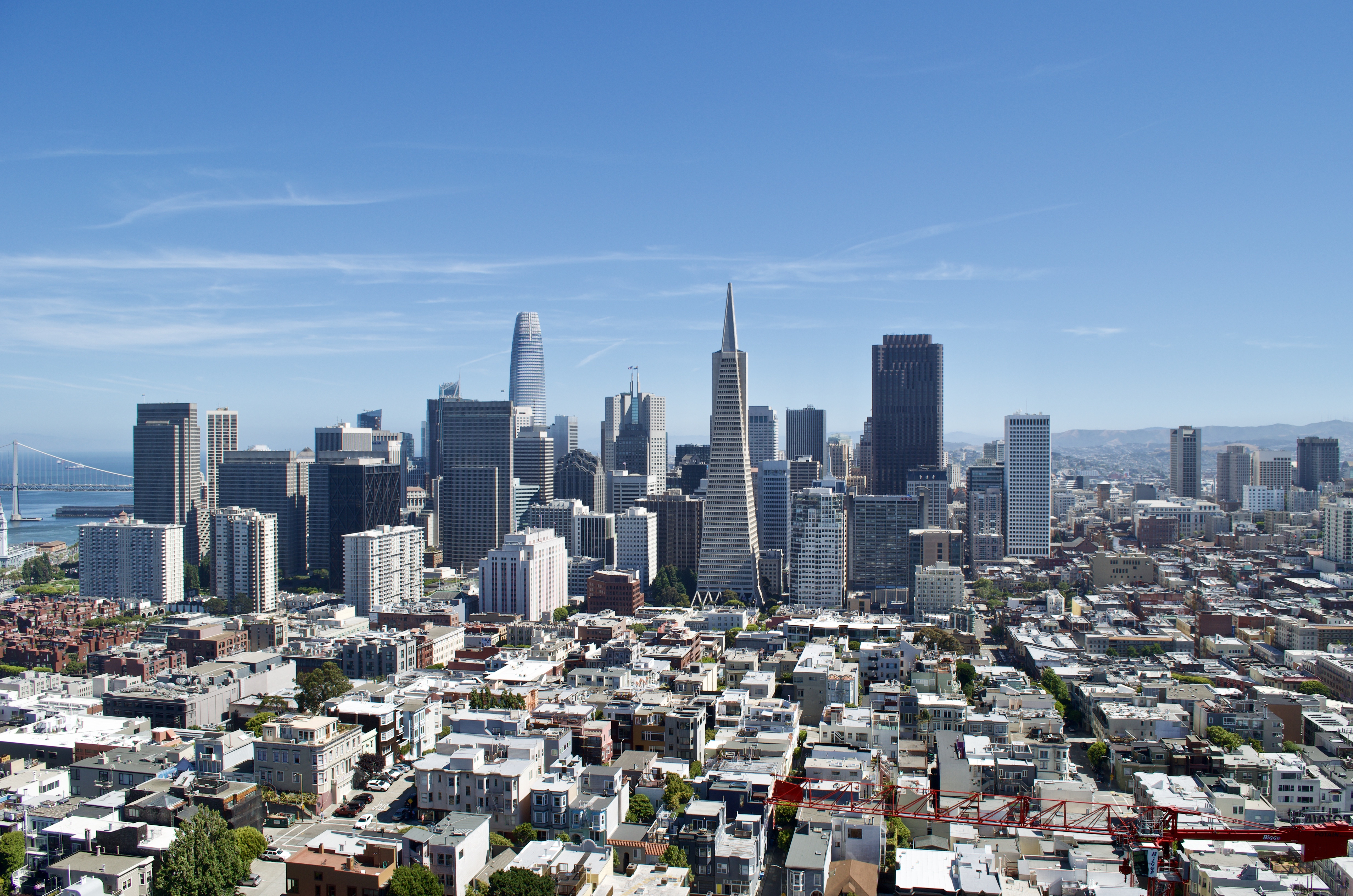 Perfect view of downtown San Francisco from the top of Coit Tower.