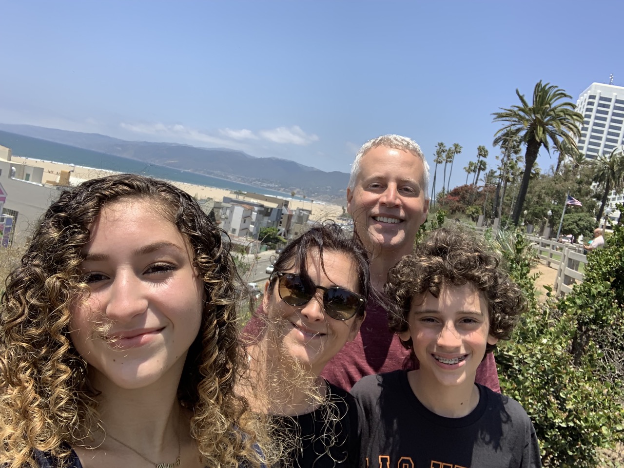 Family selfie overlooking Santa Monica