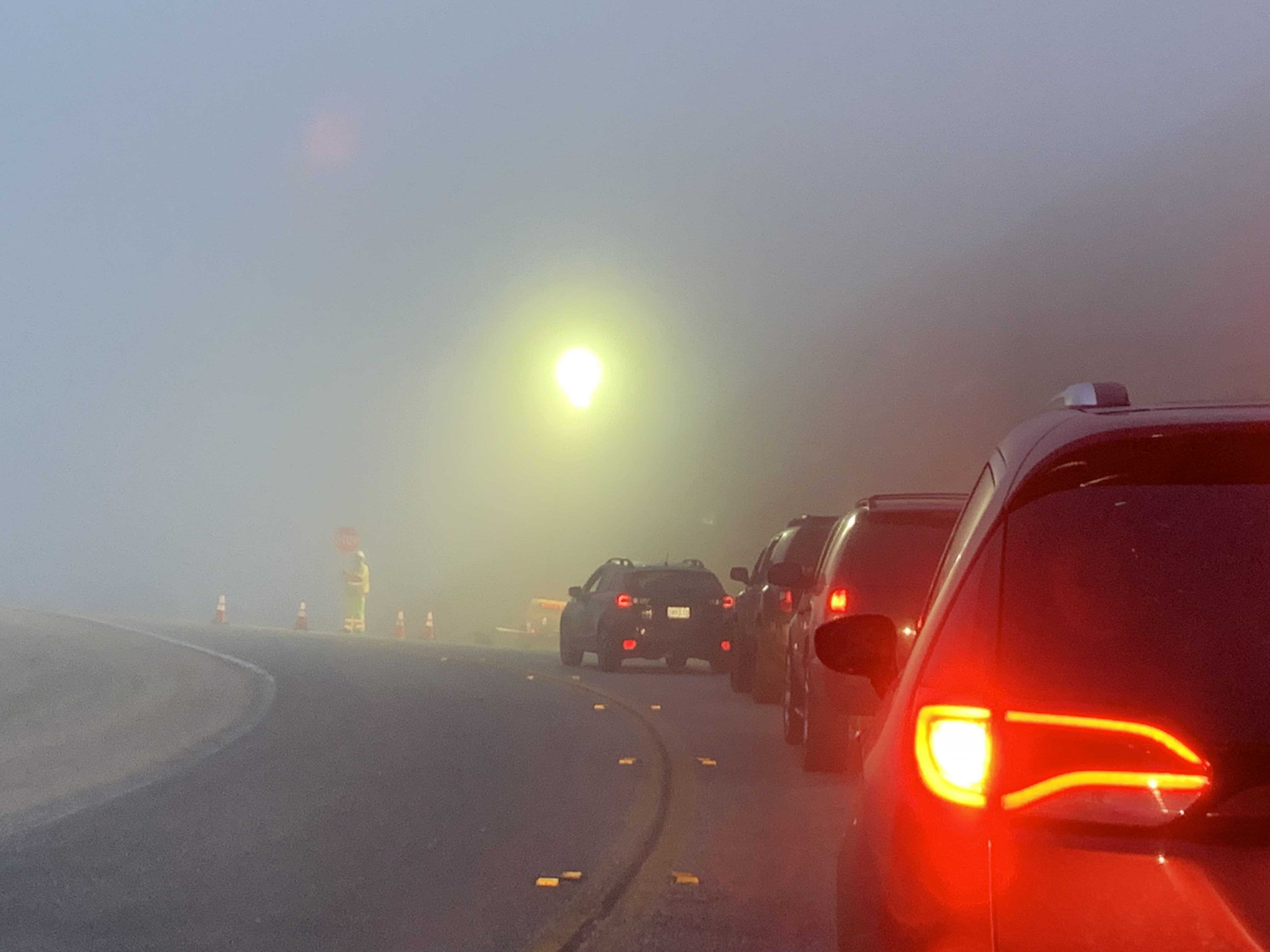 Traffic stopped on Highway 1