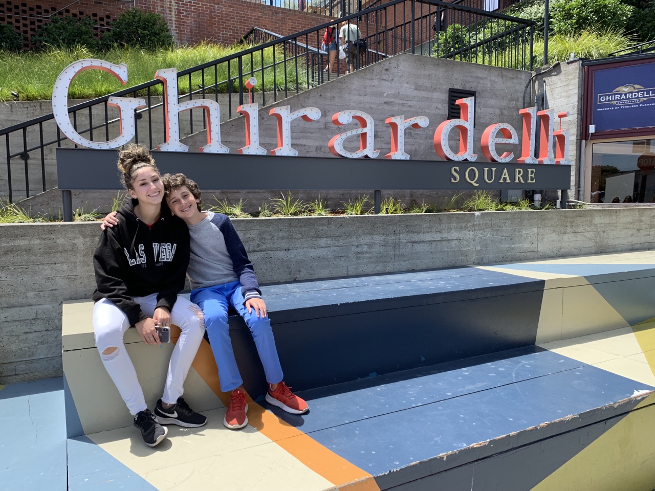 Chiara and Julian at Ghirardelli Square.