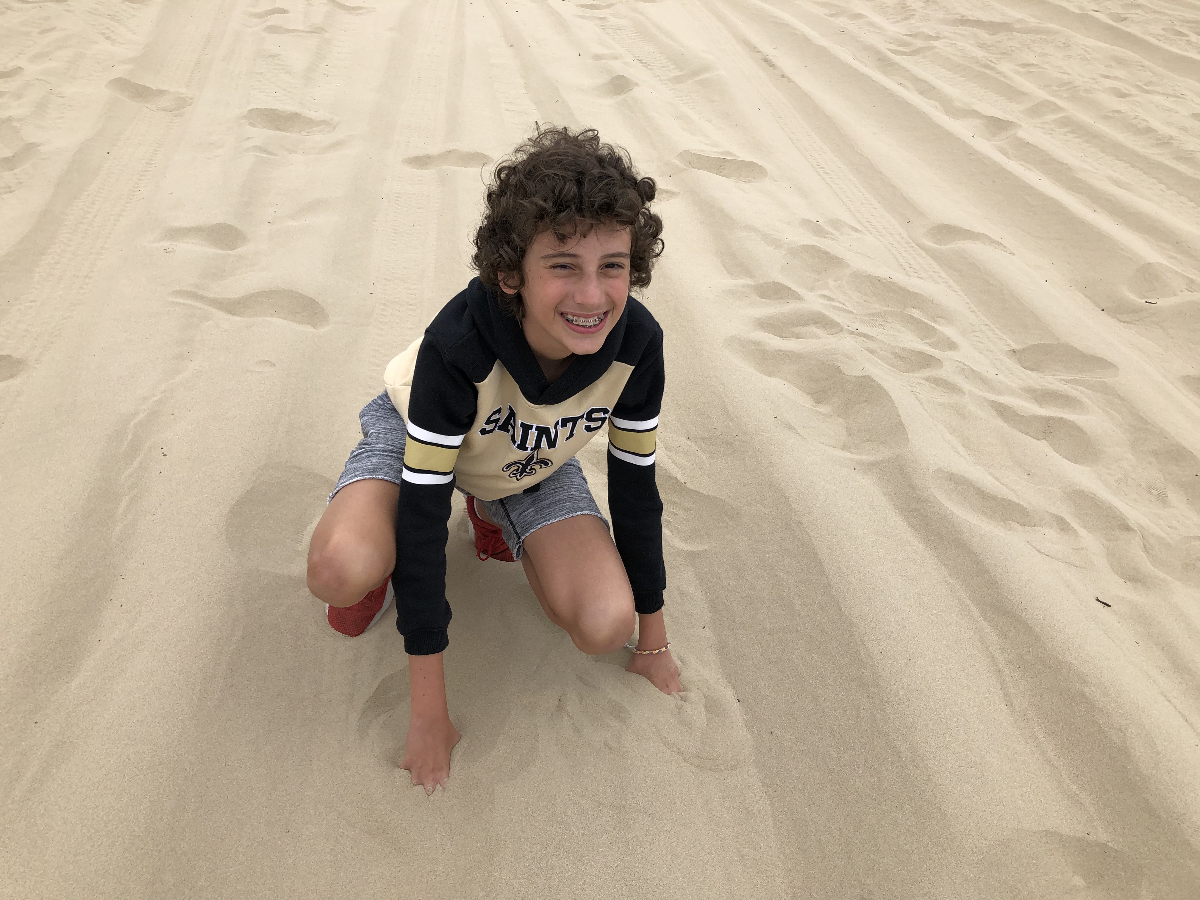 Julian enjoying the soft sand at Oceano, California.