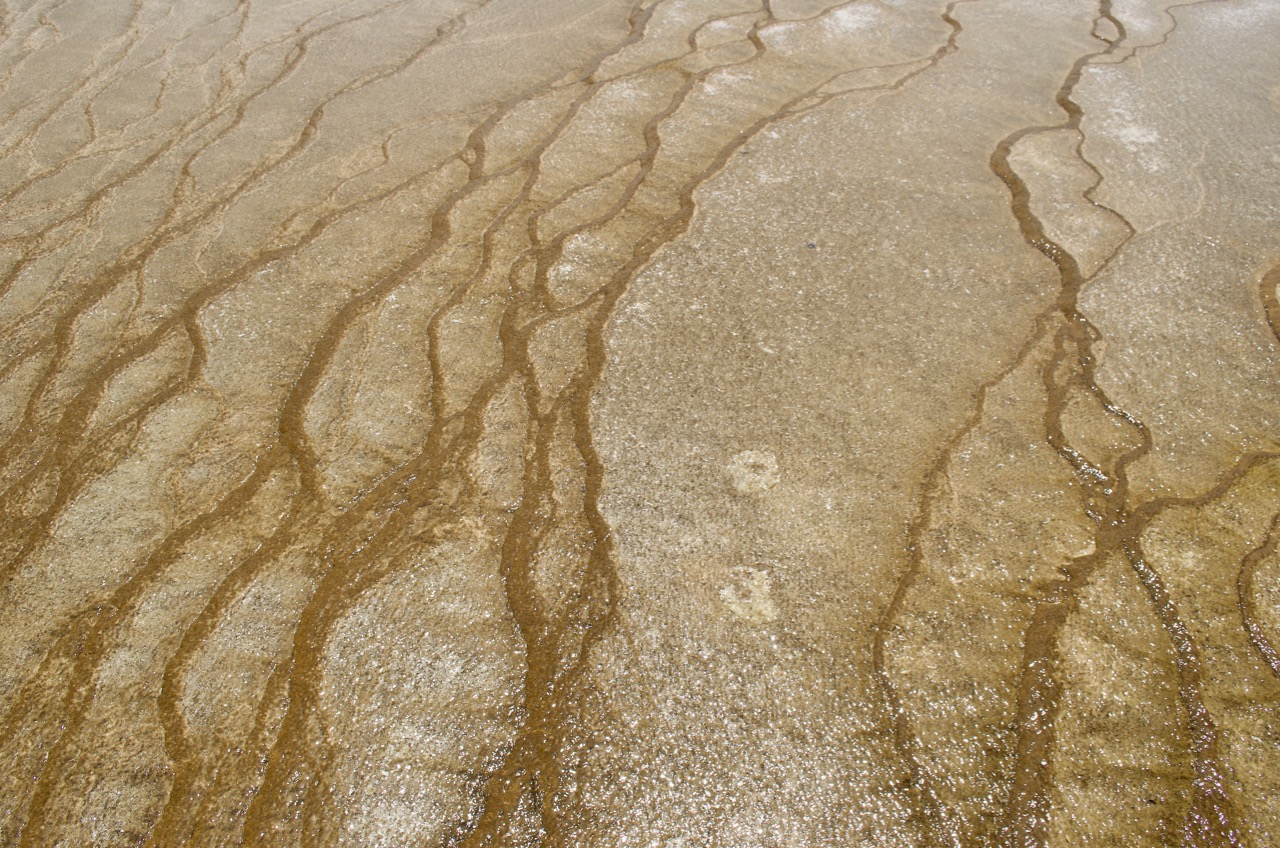 Travertine is a natural byproduct of the geothermal activity in the park.