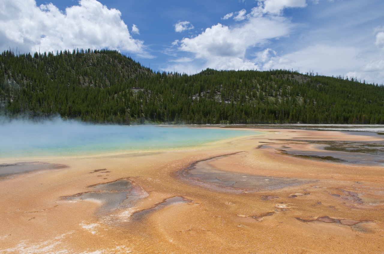 Another view of Grand Prismatic Spring at ground level.