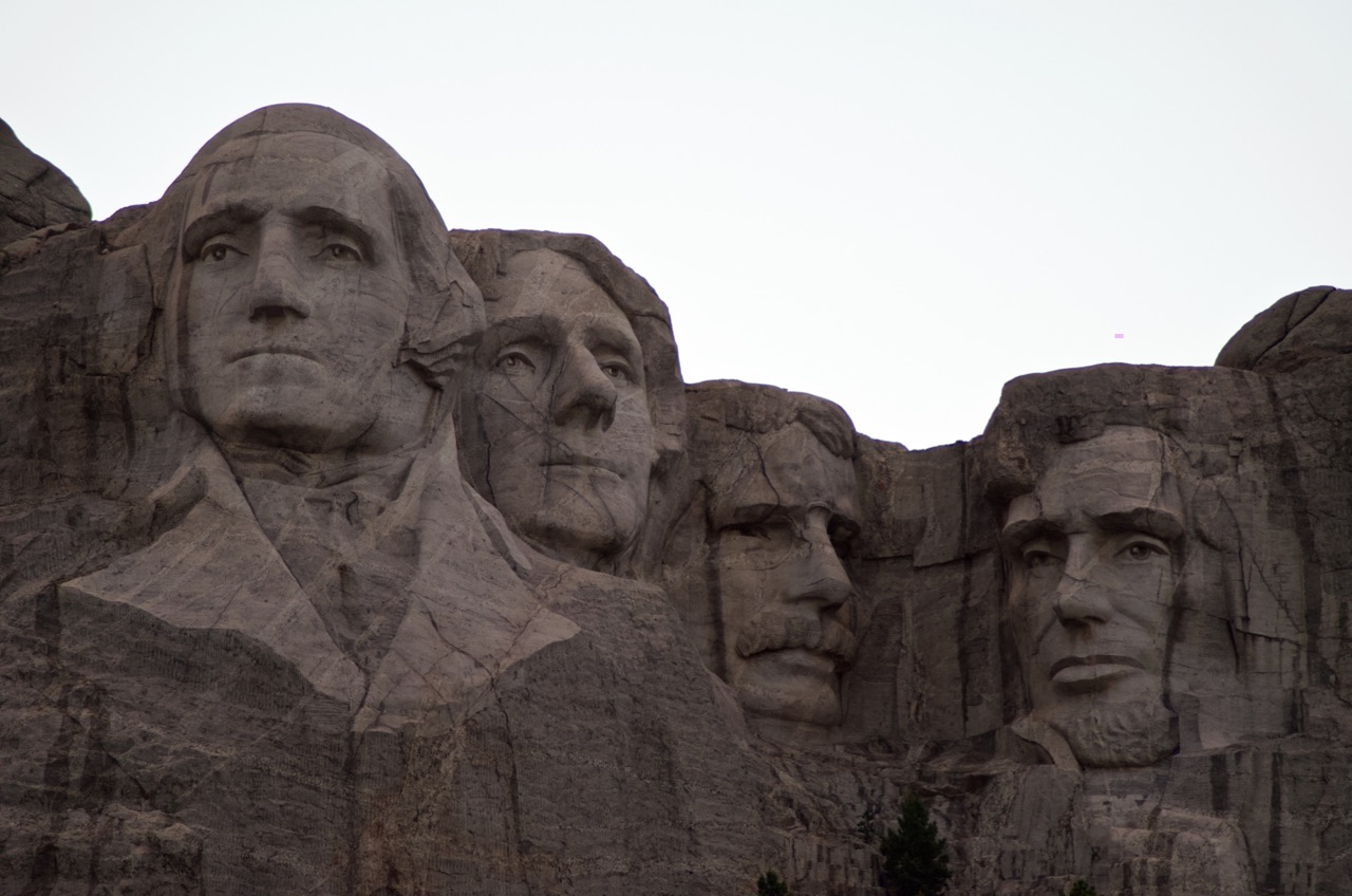 Closeup of Mount Rushmore.