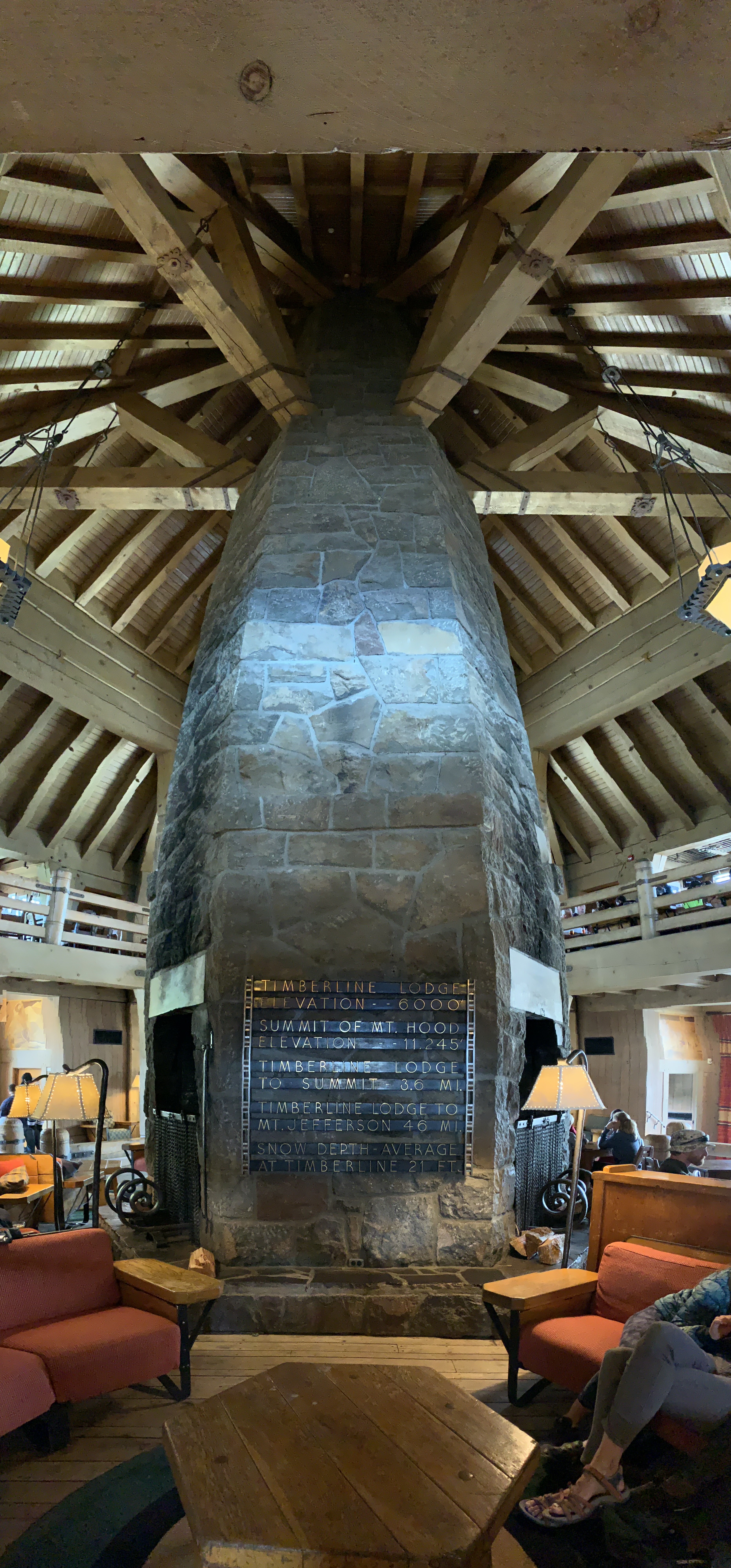 Vertical panorama of Timberline Lodge.