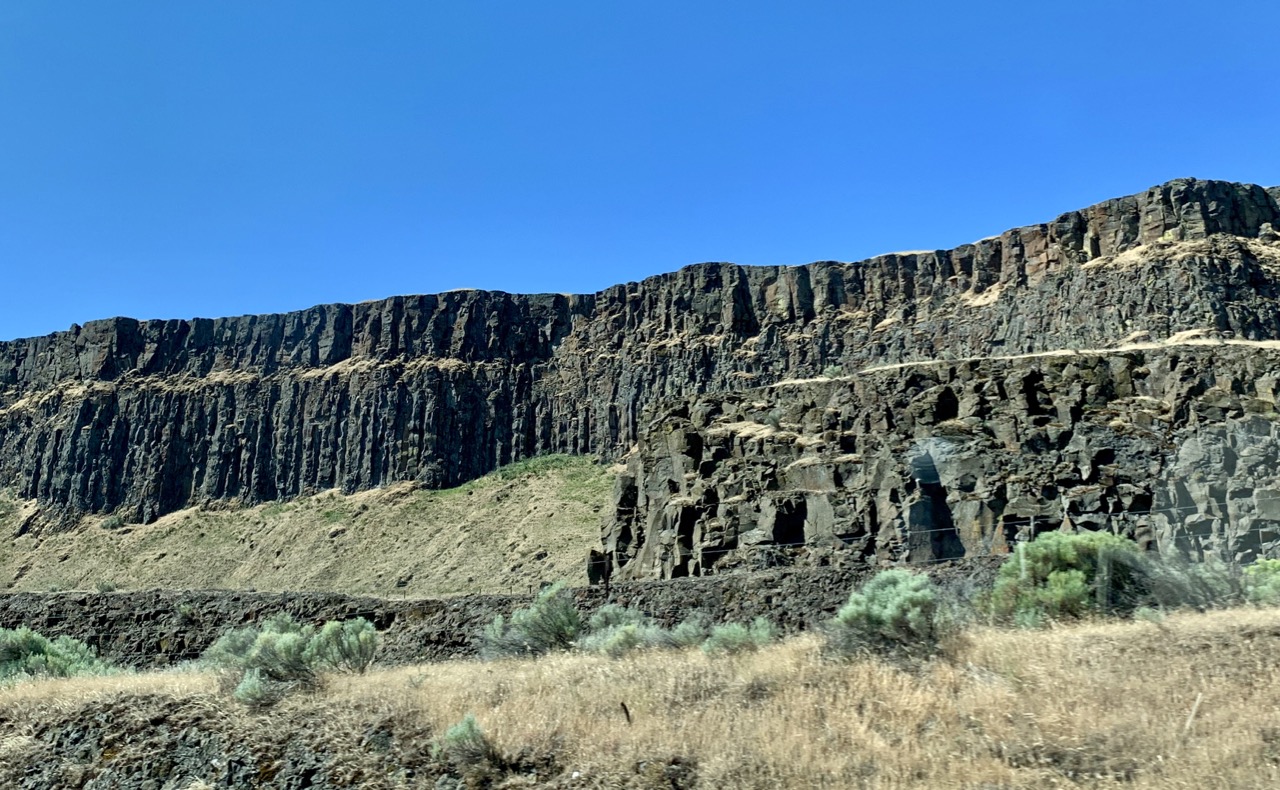 Basalt cliffs along the Columbia River Gorge.