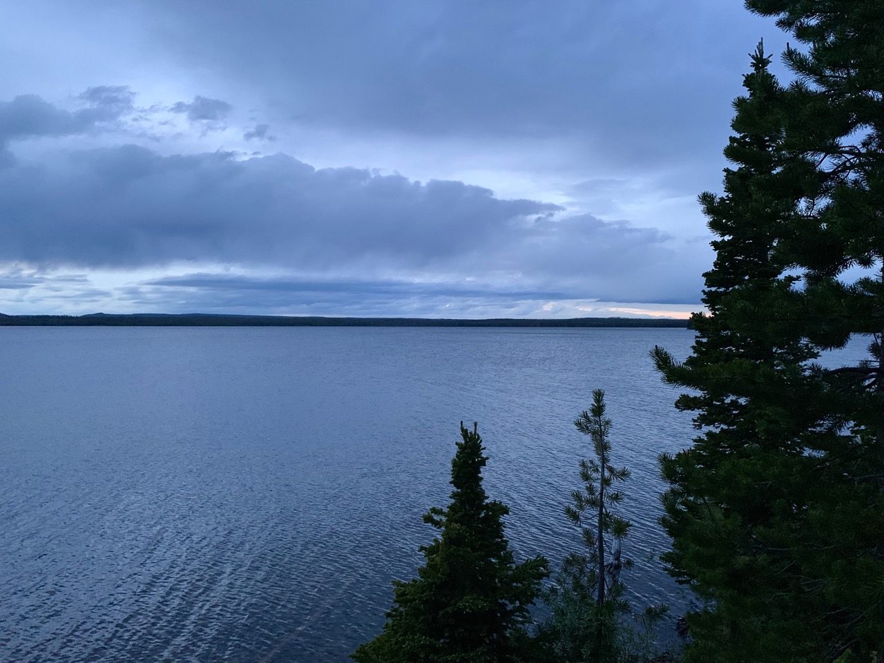 Lewis Lake at dusk.