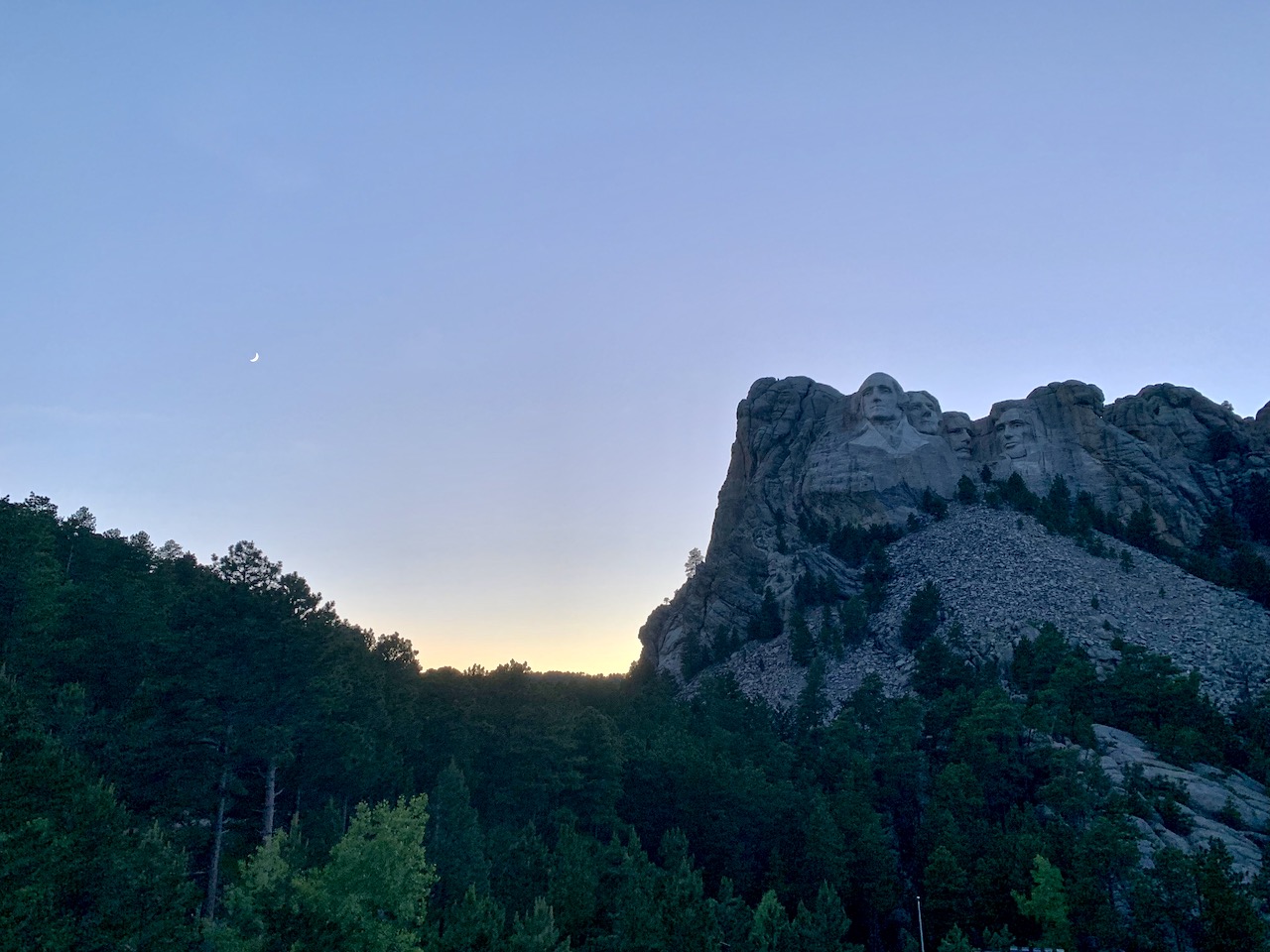 A glimpse of the presidents at sunset.