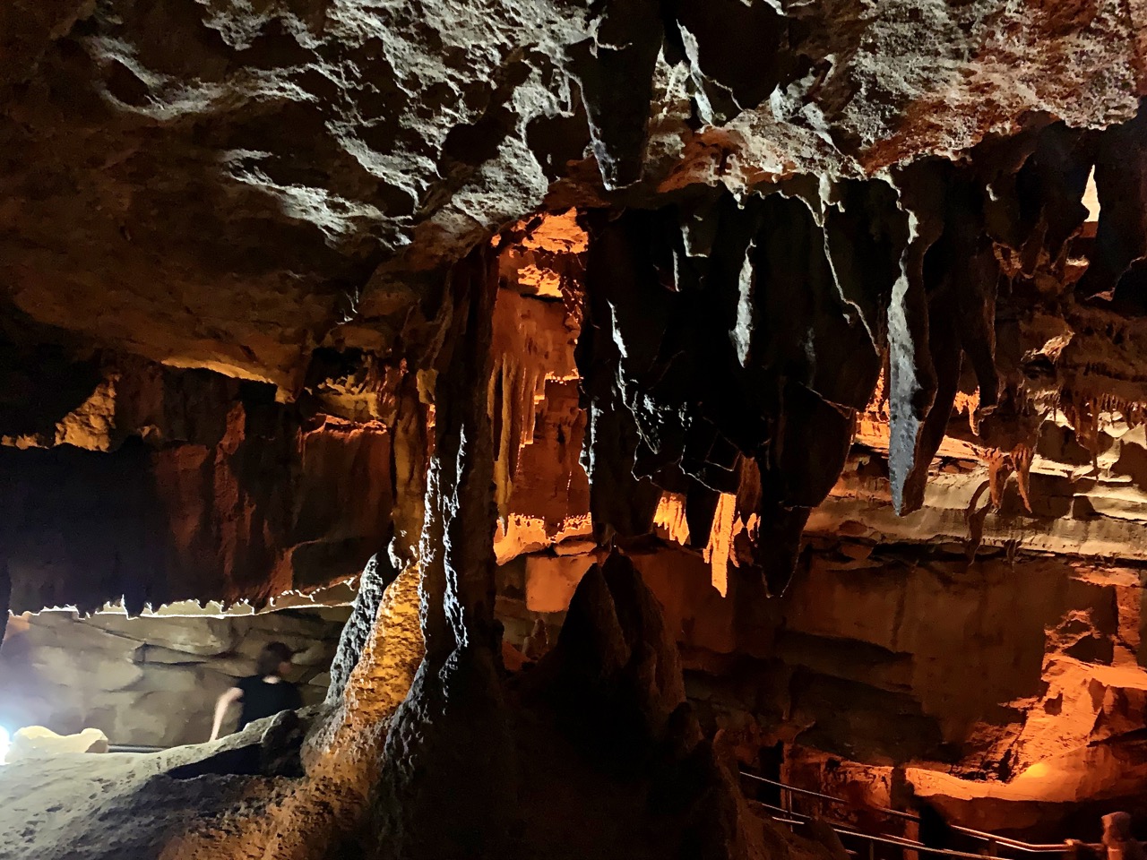 Column and stalactites in Mammoth Cave.