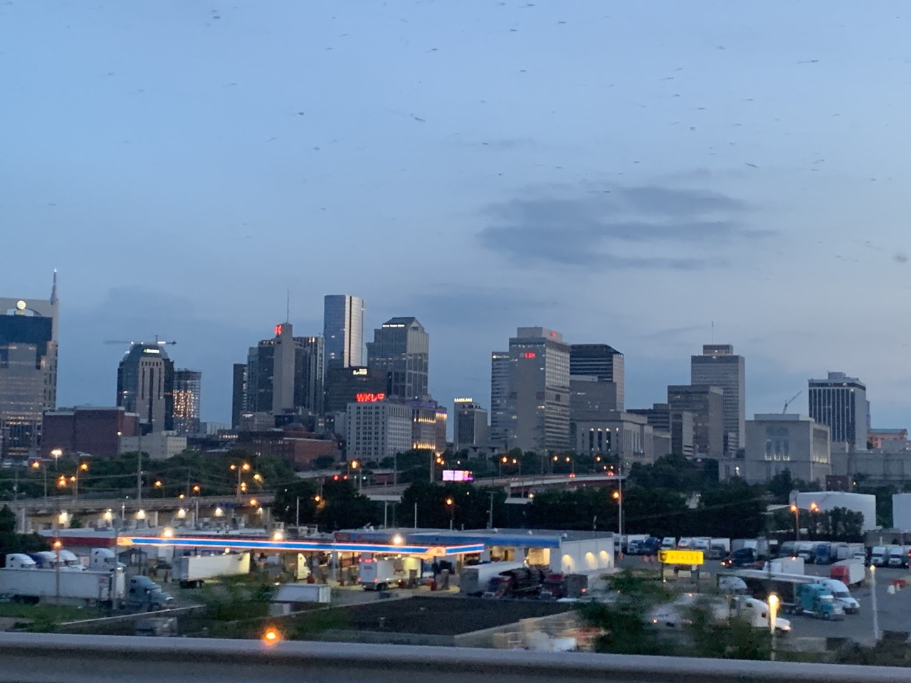 A shot of Nashville at sundown.