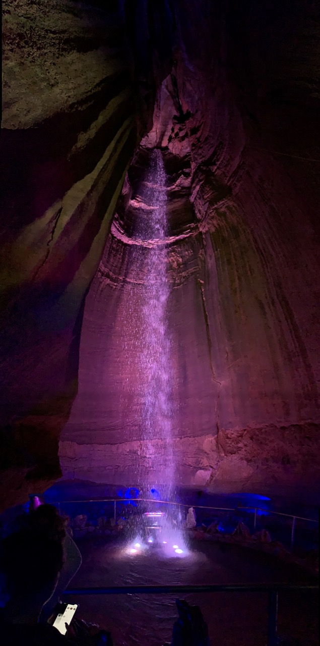 The 145-foot Ruby Falls waterfall.