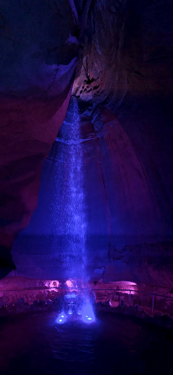 The 145-foot Ruby Falls waterfall.