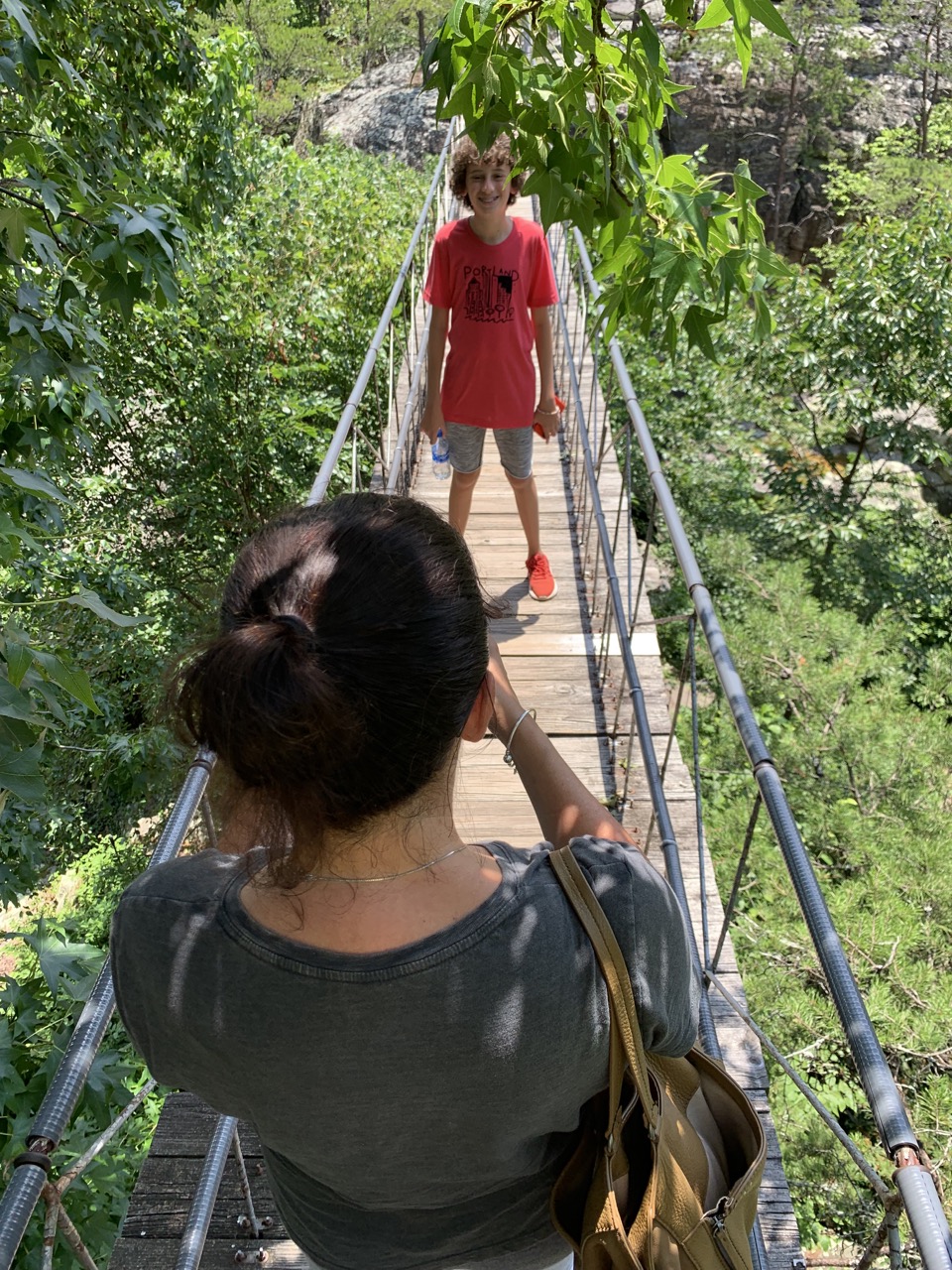 The "Swing-A-Long" rope bridge at Rock City Gardens.